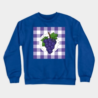 Grapes on White Violet Plaid Crewneck Sweatshirt